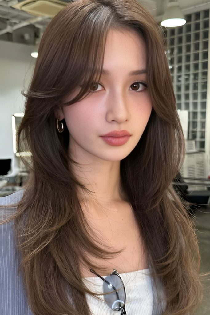 Long Hair Curtain Bangs for Fine Hair