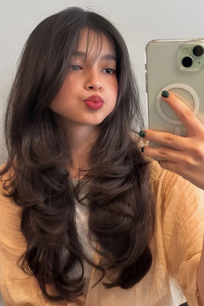 Long Hair Curtain Bangs with Soft Volume