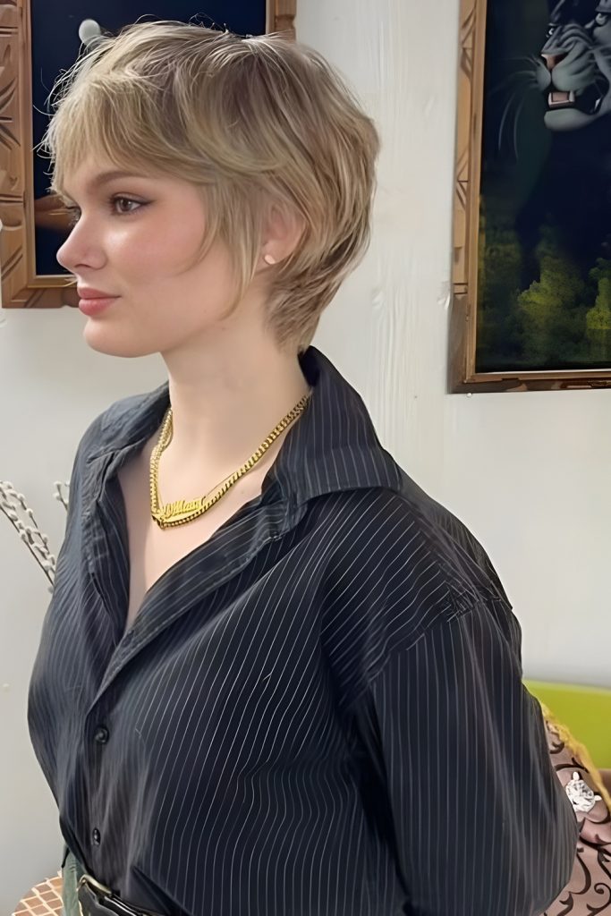 Pixie Cut with Soft Curtain Bangs