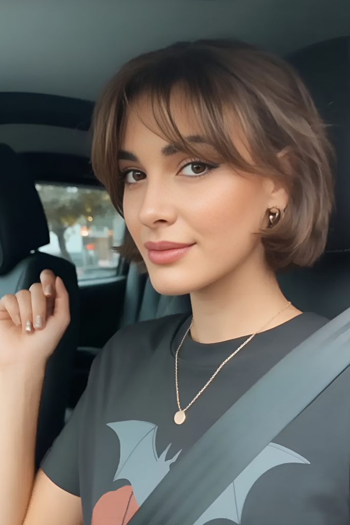 Short Layered Bob with Curtain Bangs