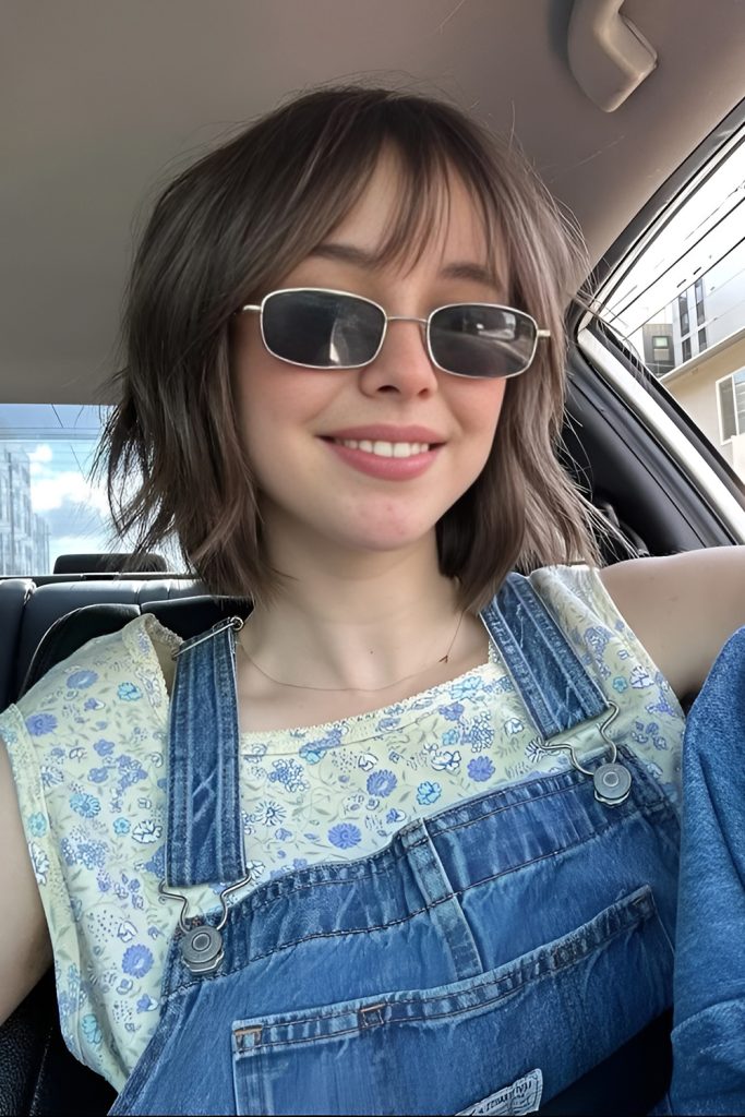 Textured Crop with Curtain Bangs