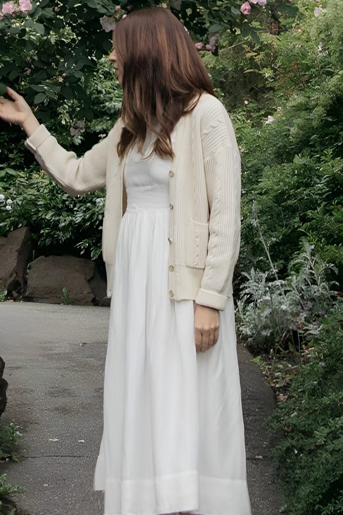 White Dresses Layered with Cosy Cardigans