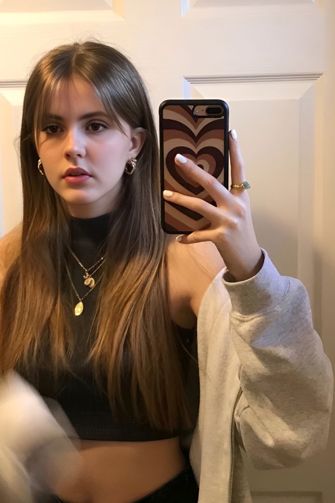 Wispy Curtain Bangs on Long Straight Hair