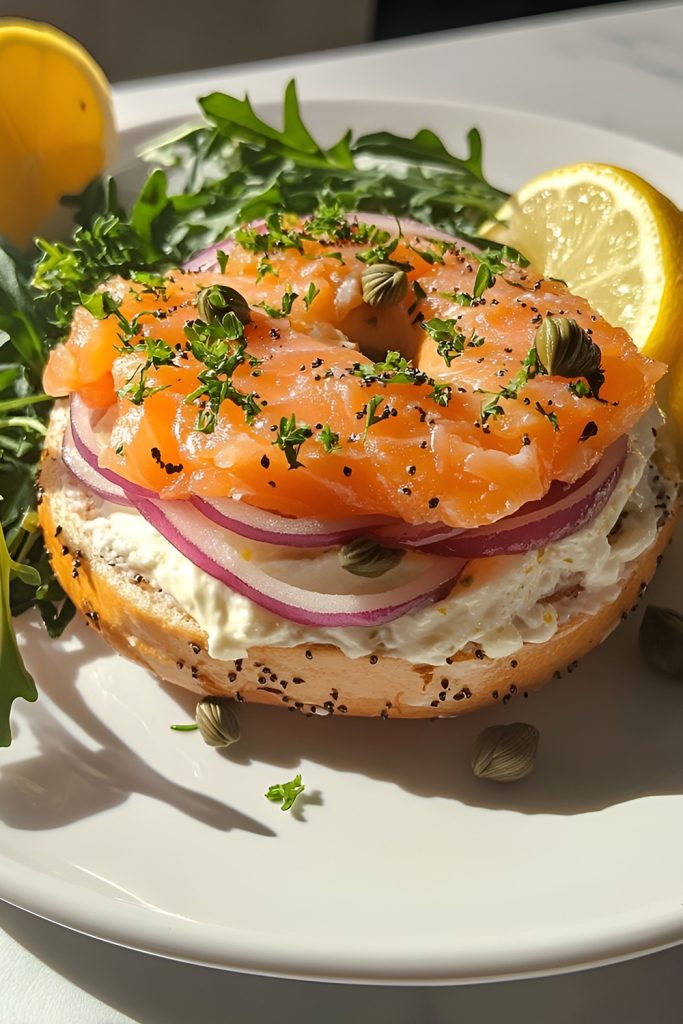 Bagels With Cream Cheese and Smoked Salmon
