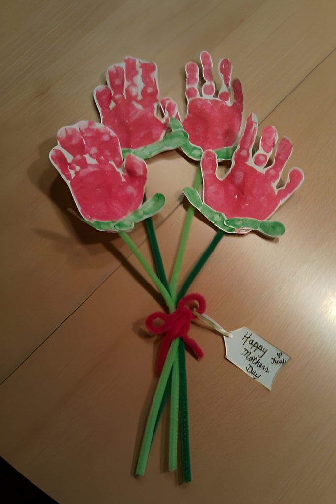 Bright and Colourful Handprint Flower Bouquets