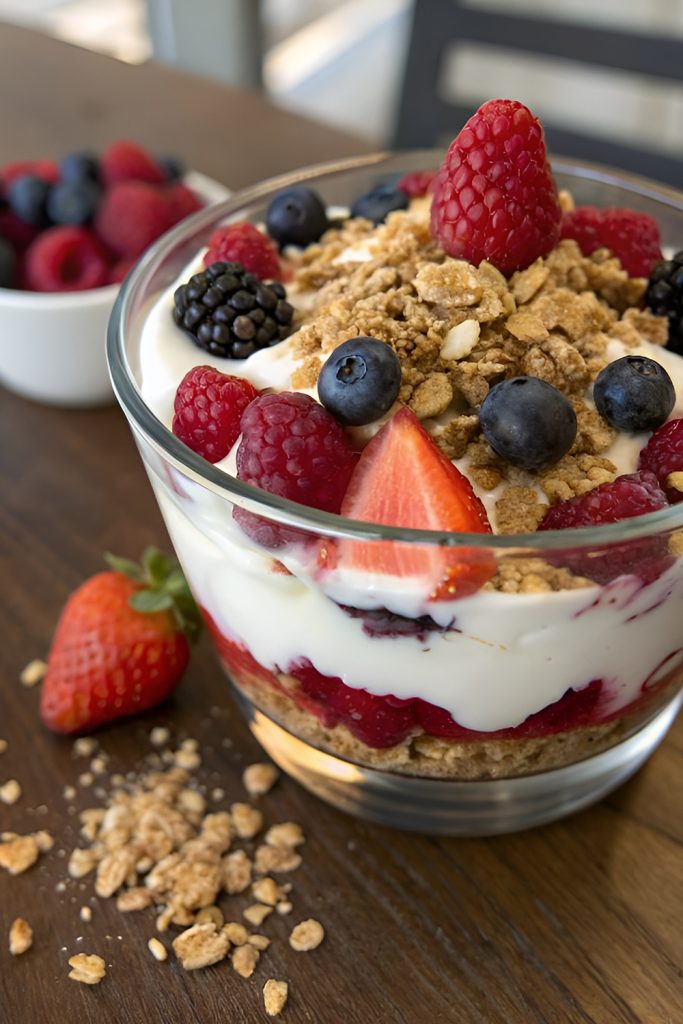 Creamy Yoghurt Parfait With Granola and Fruit