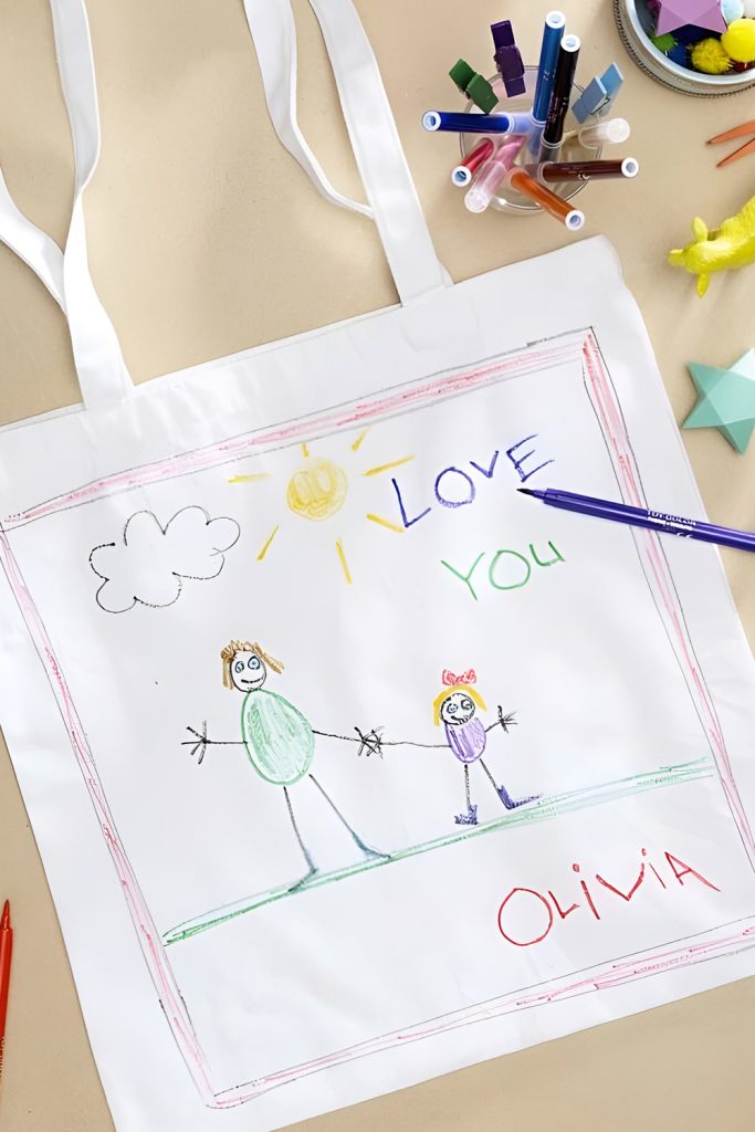 DIY Fabric Tote Bags with Hand Decorated Designs