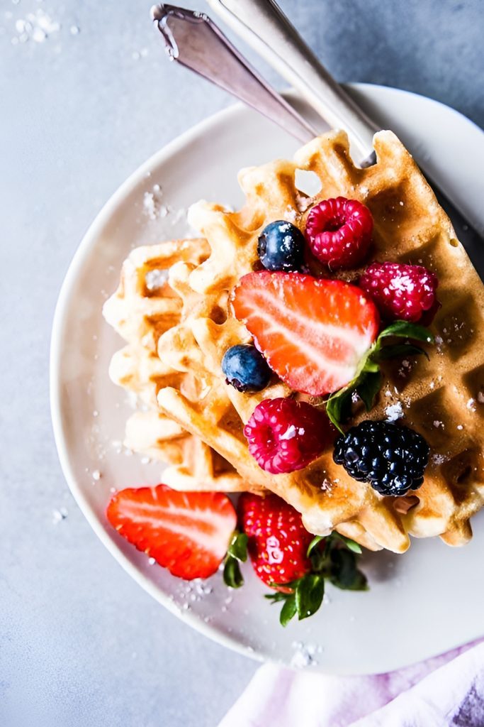 Homemade Waffles With Maple Syrup
