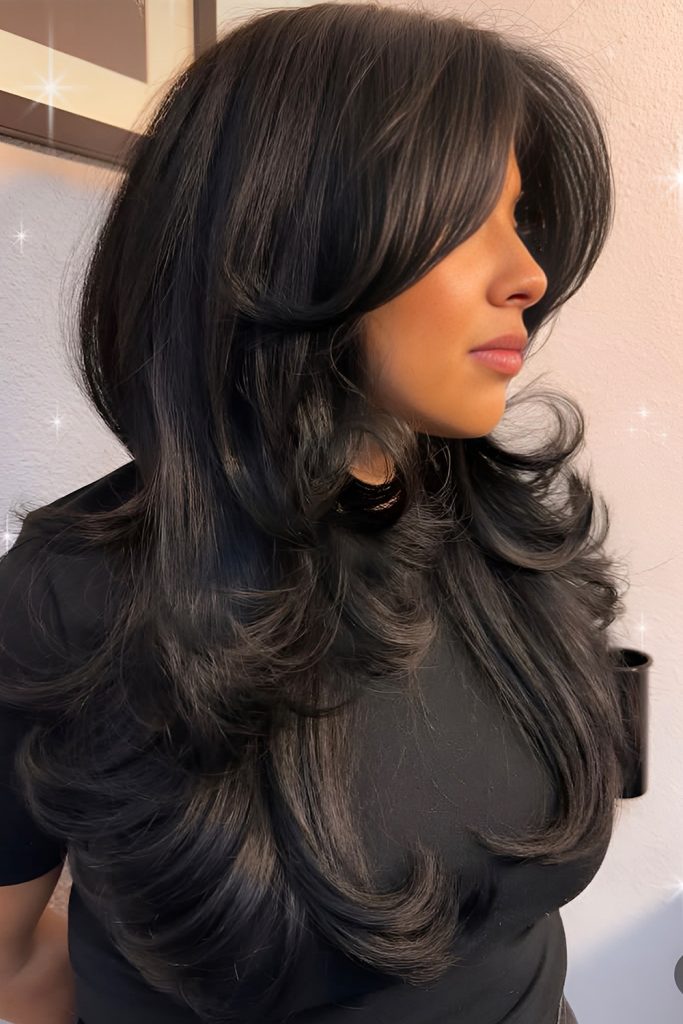 Long Layered Hair with Soft Curtain Bangs