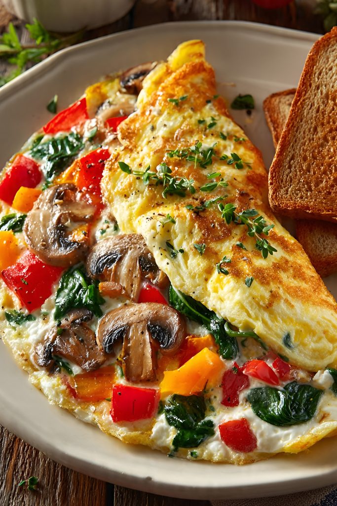 Omelette With Vegetables and Cheese