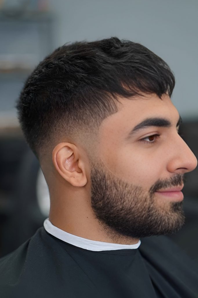 Caesar Haircut Paired with a Well Groomed Beard