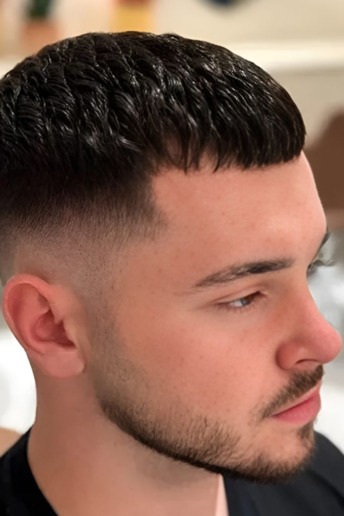 Caesar Haircut with a Clean and Timeless Short Fringe