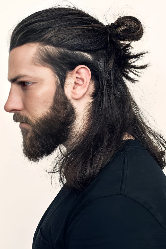 Half Up, Half Down Long Hair with Top Knot