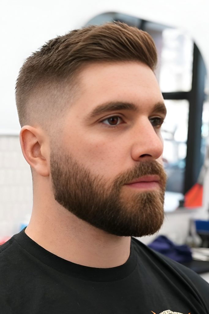 High Taper Fade with a Thick Beard