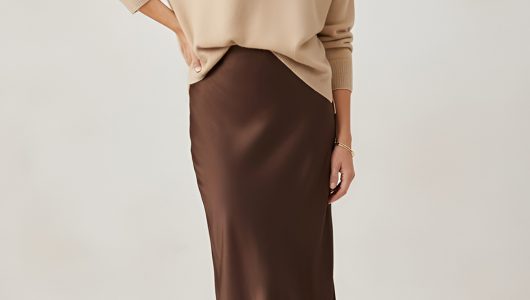 Lightweight Knit Top with Satin Midi Skirt