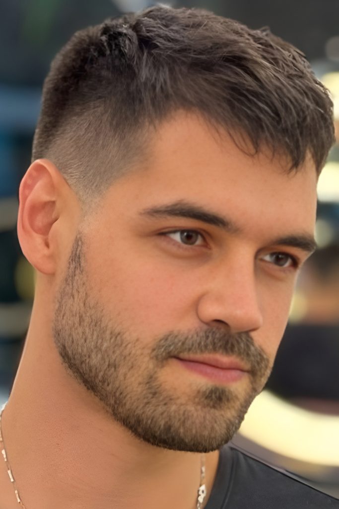 Low Taper Fade with a Stubble Beard