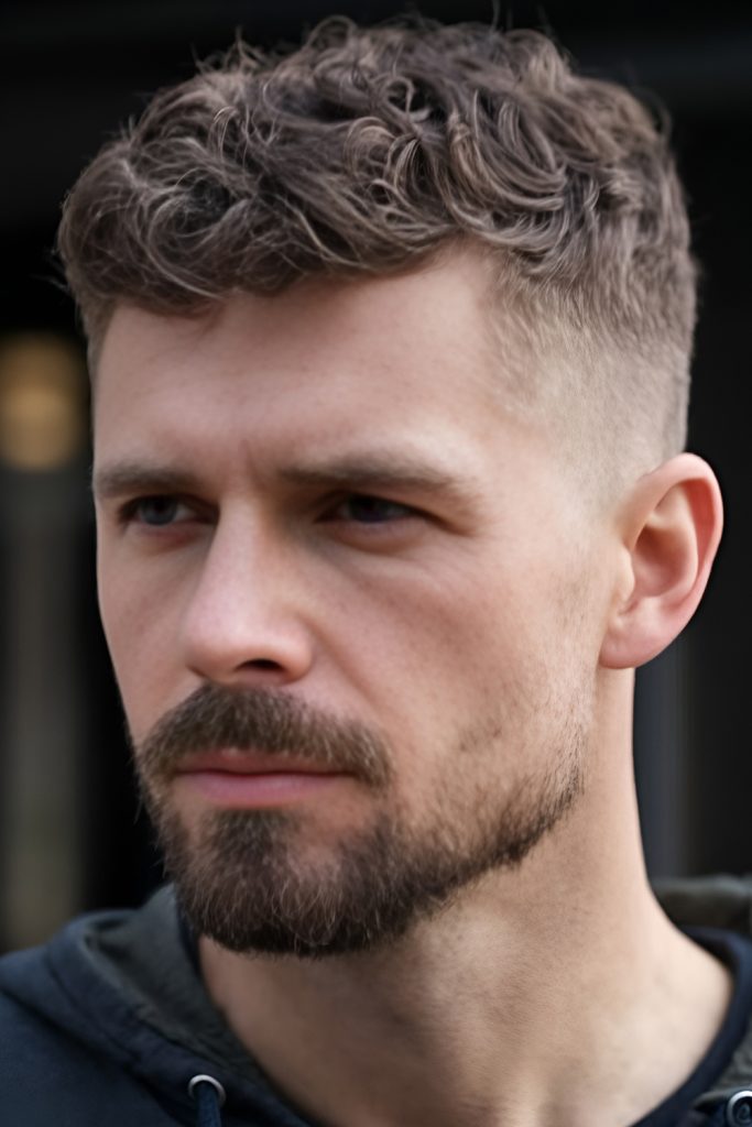 Medium Length Curls on Top and Short Sides