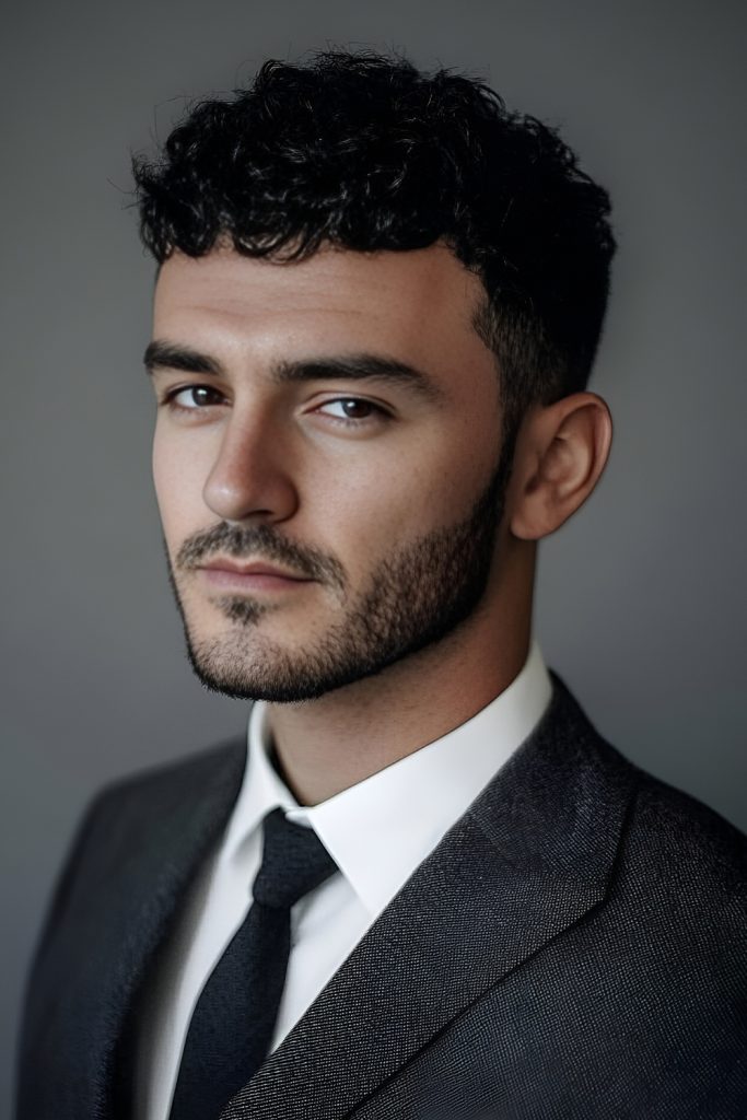 Naturally Curly Caesar Haircut that Embraces Texture
