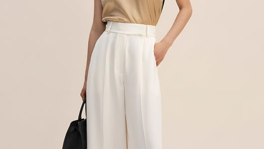 Silk Camisole with Pleated Wide Leg Pants