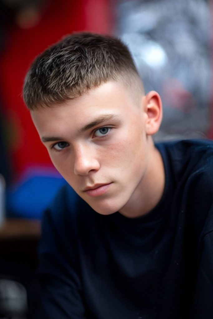 Textured Caesar Haircut with a Soft Layered Fringe