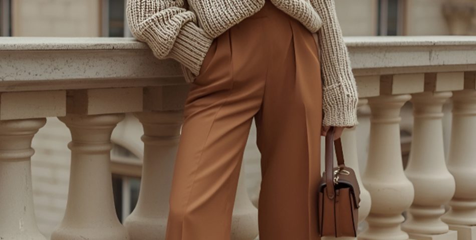 Knitwear Combined With Structured Straight Leg Pants