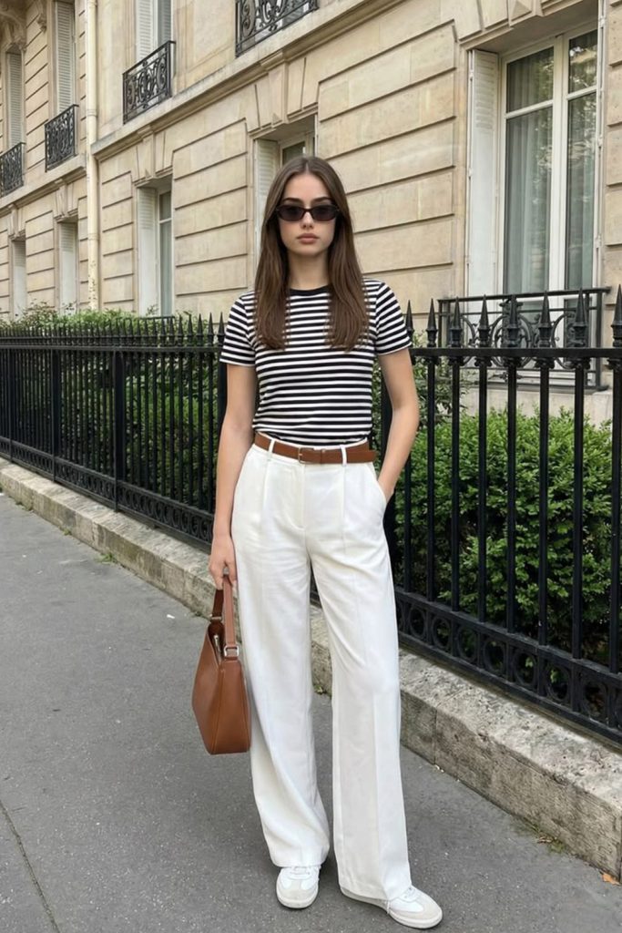 Minimal Tech Founder Energy – Monochrome Tee + Tailored Trousers