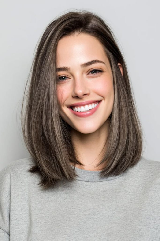 Sleek Collarbone Lob With a Center Part