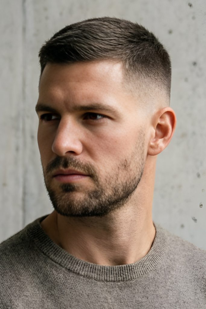 Crew Cut with Tapered Sides for a Classic Barber Style