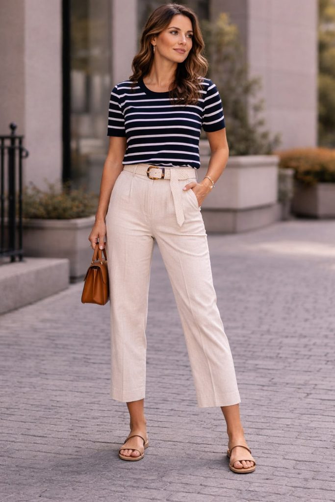 Cropped Trousers with Sophisticated Blouse Combinations