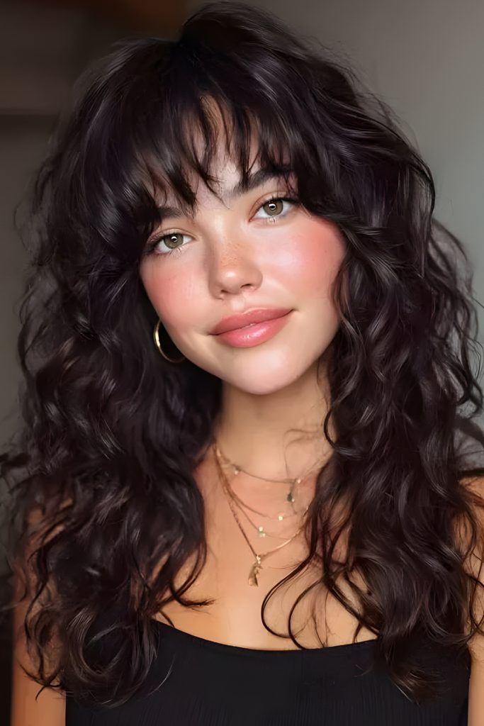 Curly Hair With Curtain Bangs vs Wispy Bangs