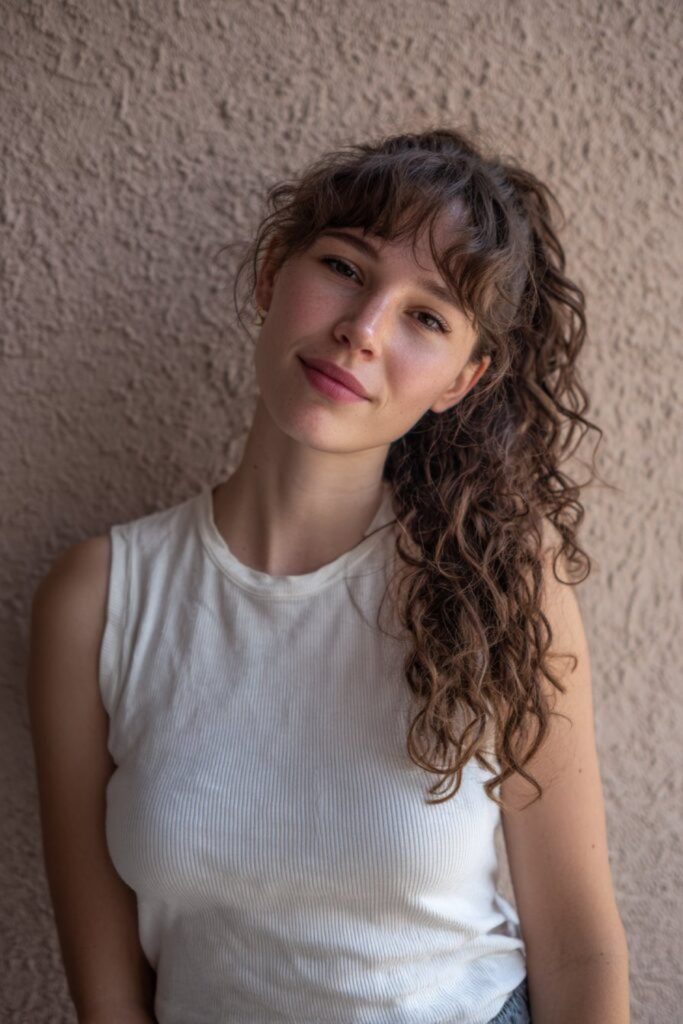 Curly Hair With Light Wispy Fringe