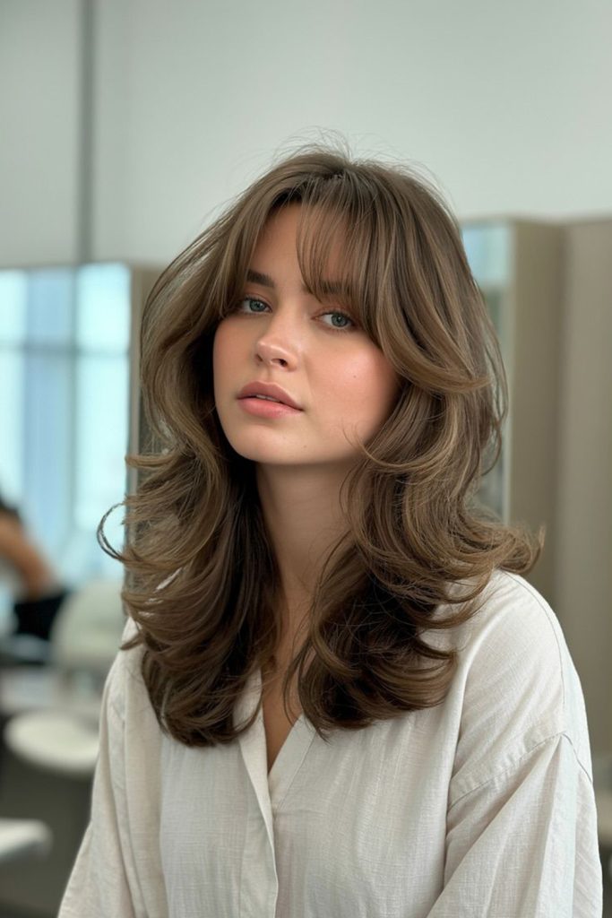 Feathered Layers with Curtain Bangs