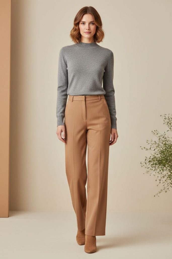 Fine Merino Sweater with Straight Leg Trousers