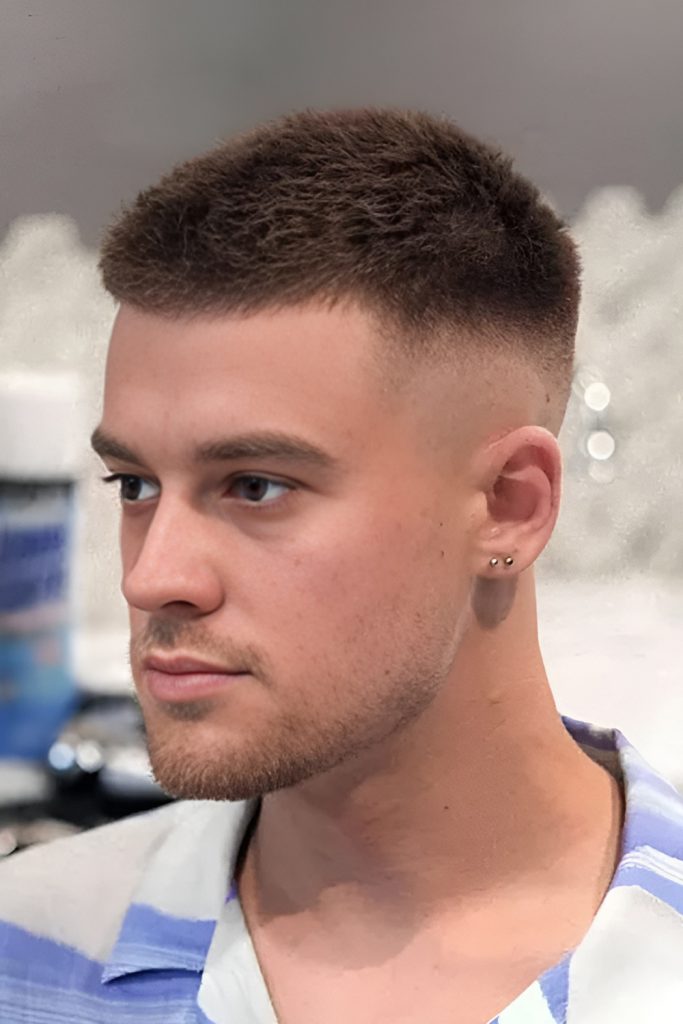 High Fade with Short Top Contrast Look