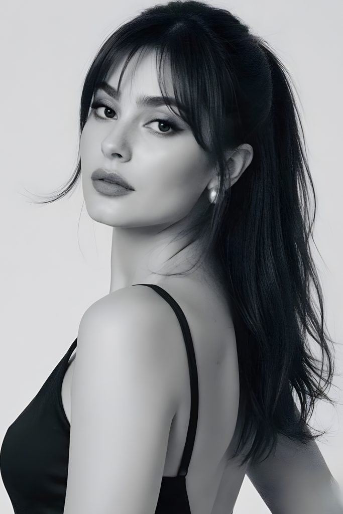 High Ponytail With Curtain Bangs vs Wispy Bangs