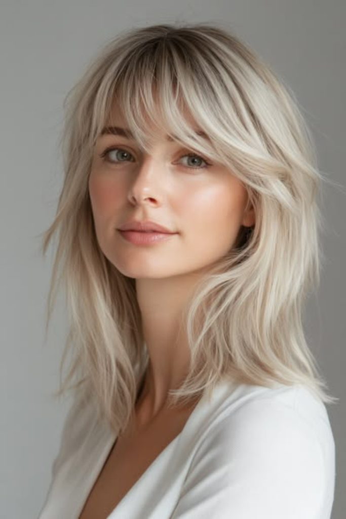 Layered Medium Hair With Curtain Bangs vs Wispy Bangs