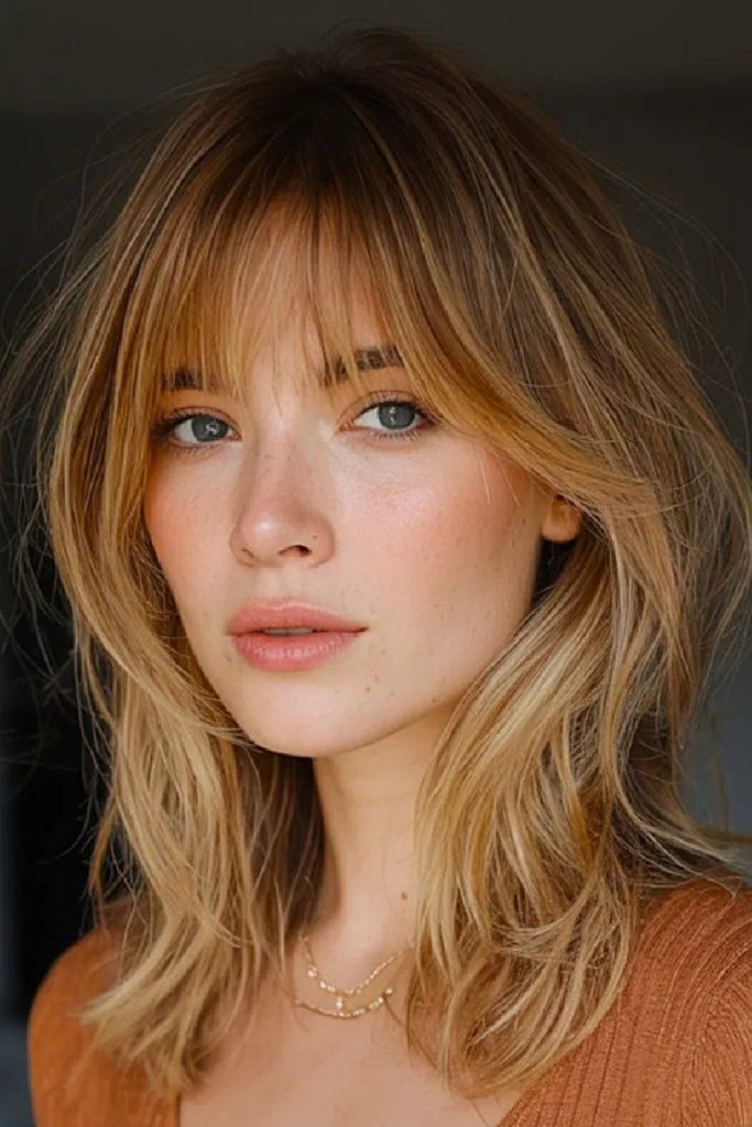 Layered Medium Hair With Wispy Bangs