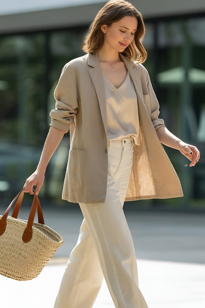 Lightweight Linen Blazers Paired with Tailored Trousers