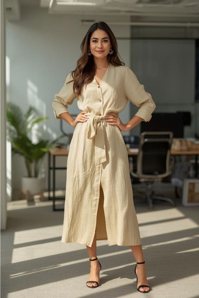 Lightweight Midi Dress with Minimal Layers