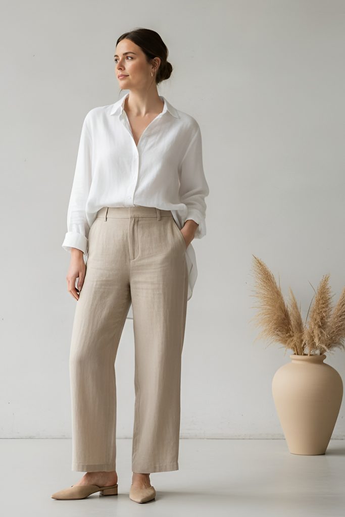 Linen Blend Shirt with Lightweight Wool Pants