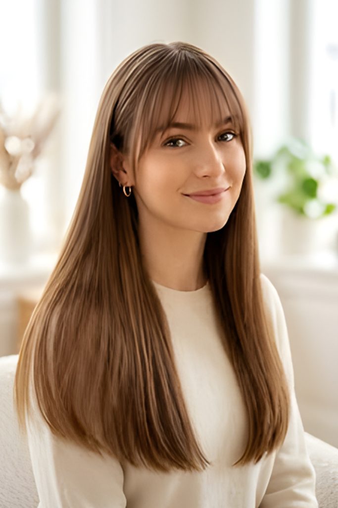 Long Straight Hair With Curtain Bangs vs Wispy Bangs