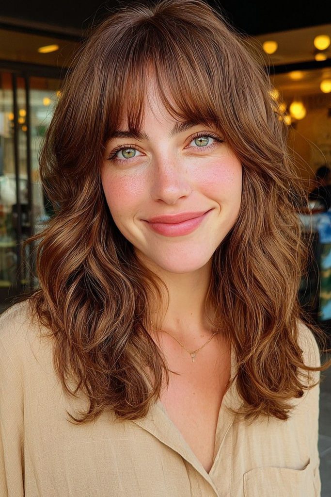 Middle Parted Waves with Curtain Bangs