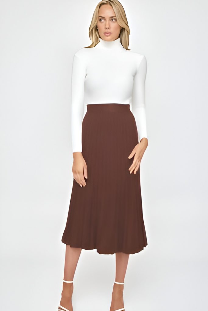 Midi Skirts Styled with Elegant Lightweight Knitwear