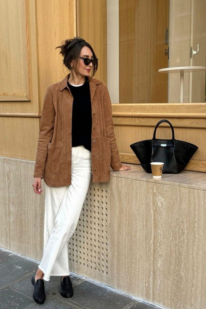 Overshirt Layering with Neutral Basics