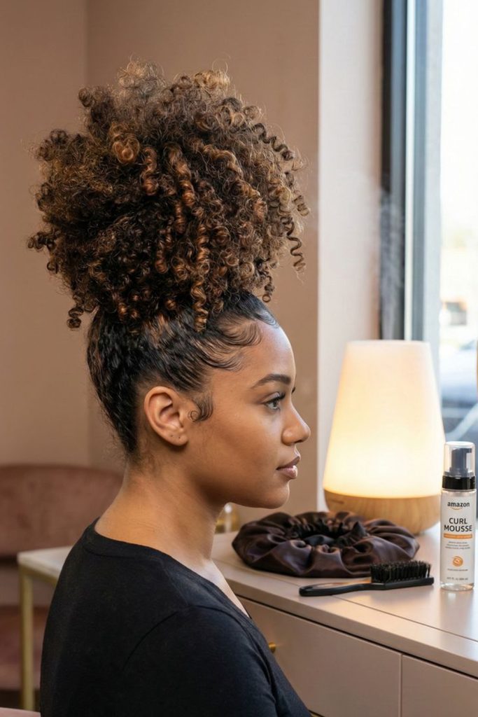 Pineapple Updos That Protect Curls Overnight and Beyond