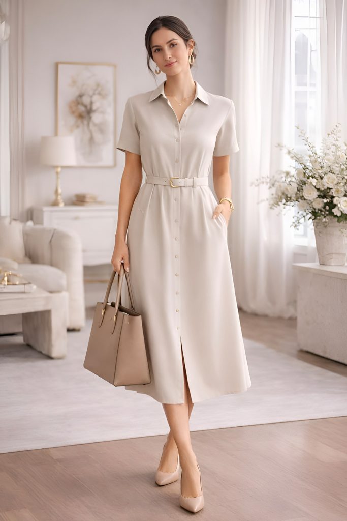 Shirt Dresses Designed for Effortless Office Elegance