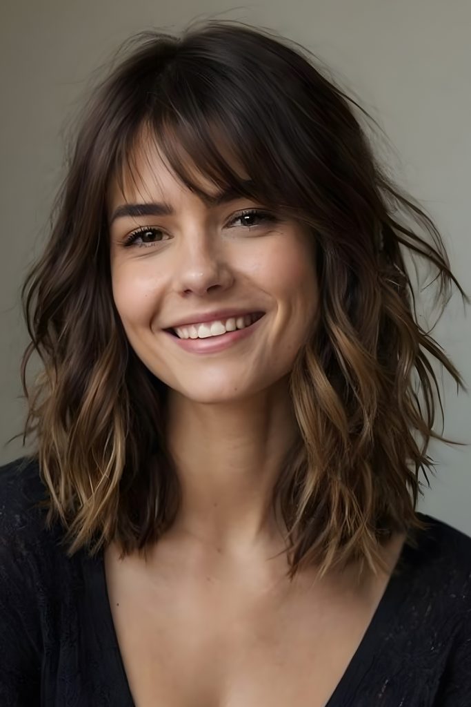 Shoulder Length Cut With Curtain Fringe vs Wispy Fringe