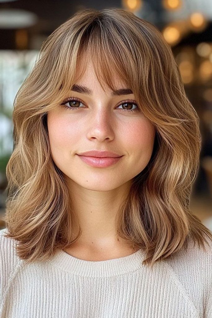Shoulder Length Cut with Soft Curtain Bangs