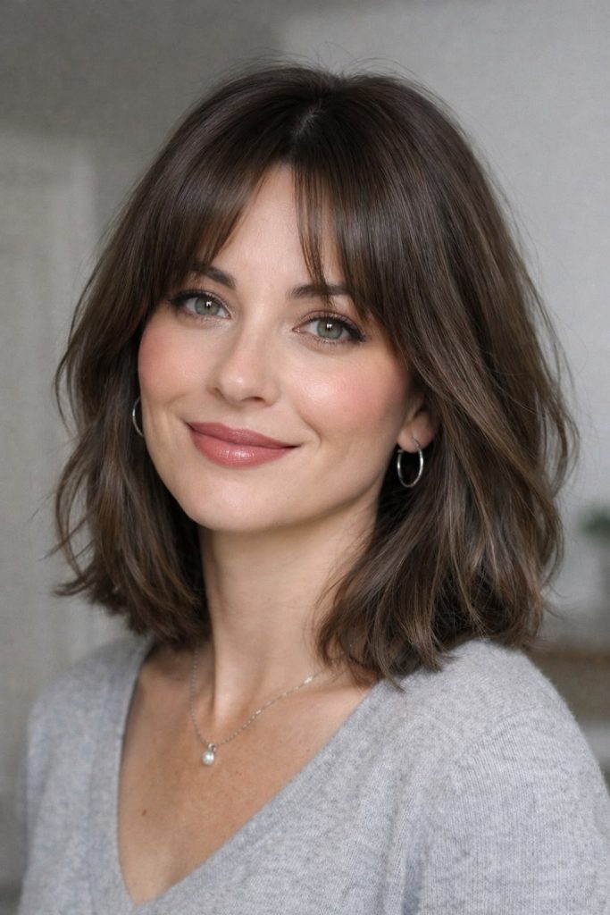Shoulder Length Hair With Airy Wispy Fringe