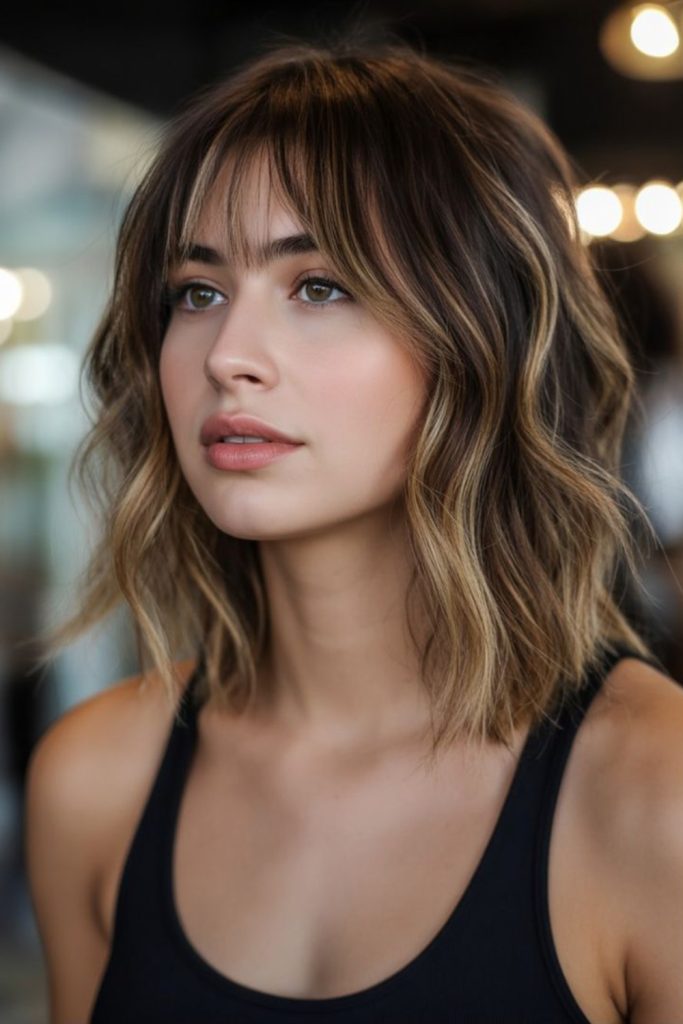 Textured Lob With Curtain Bangs vs Wispy Bangs